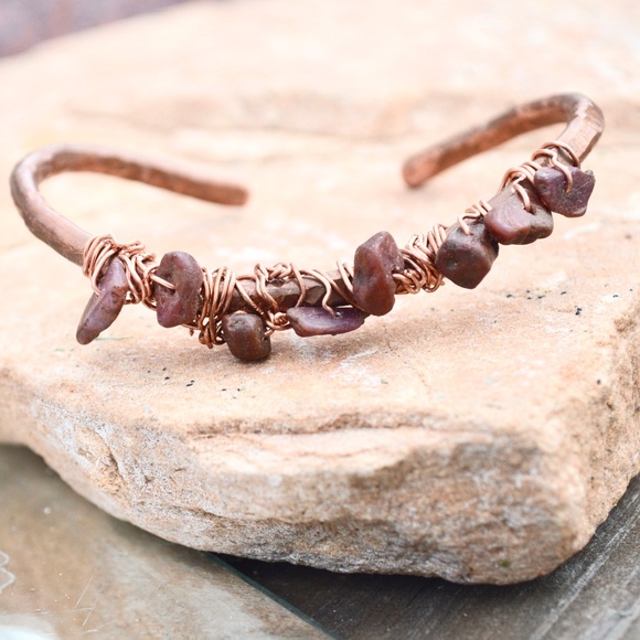 Natural Ruby Rubies Copper Bracelet Wire Wrapped - Picture 3 of 5